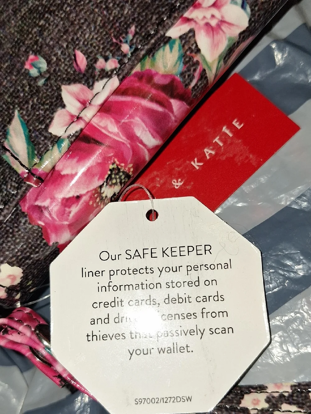 Kelly & Katie Black Floral Wristlet Phone Pouch with Pink Flowers